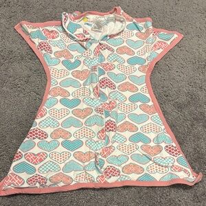Zip-a-Dee Heart-Print Sleep Sack Pajamas - Pink & Aqua